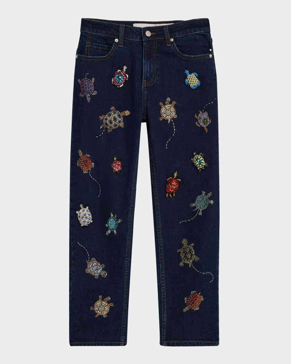 Turtle Time Straight-Leg Ankle Boyfriend Jeans